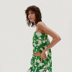 ZARA PRINT TOP WITH KNOT, XS